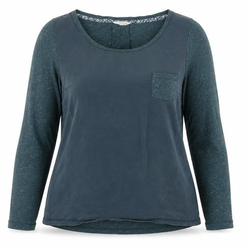 Fat Face Women's Blue Long Sleeve Blouse Size 14 Viscose Cotton Mix