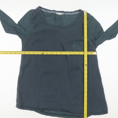 Fat Face Women's Blue Long Sleeve Blouse Size 14 Viscose Cotton Mix