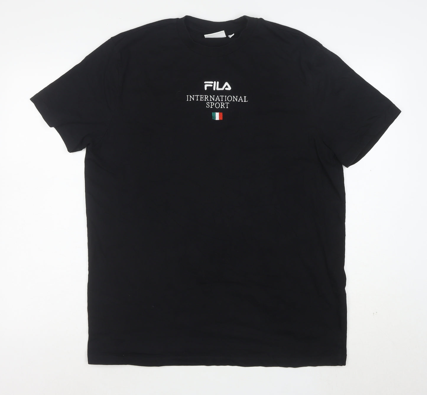 FILA Men's Black Cotton Short Sleeve Crew Neck Sports T-Shirt L