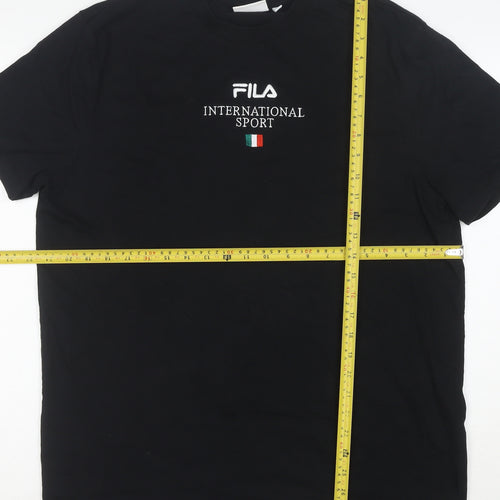 FILA Men's Black Cotton Short Sleeve Crew Neck Sports T-Shirt L