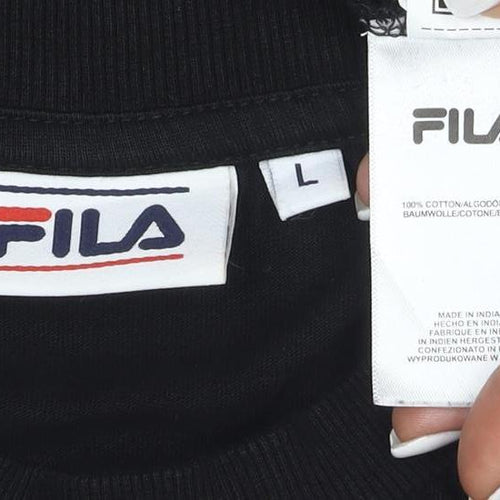 FILA Men's Black Cotton Short Sleeve Crew Neck Sports T-Shirt L