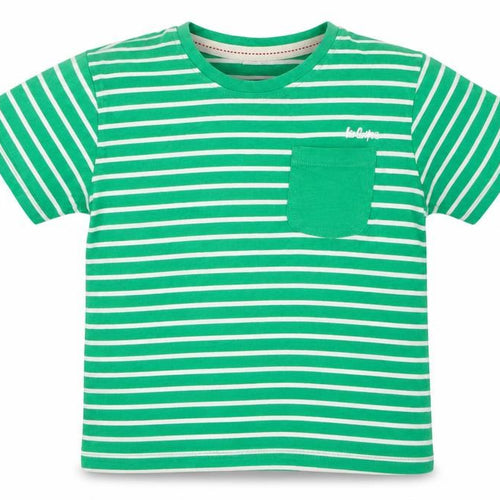 Lee Cooper Girls Green White Striped T-Shirt Age 11-12 Years 100% Cotton