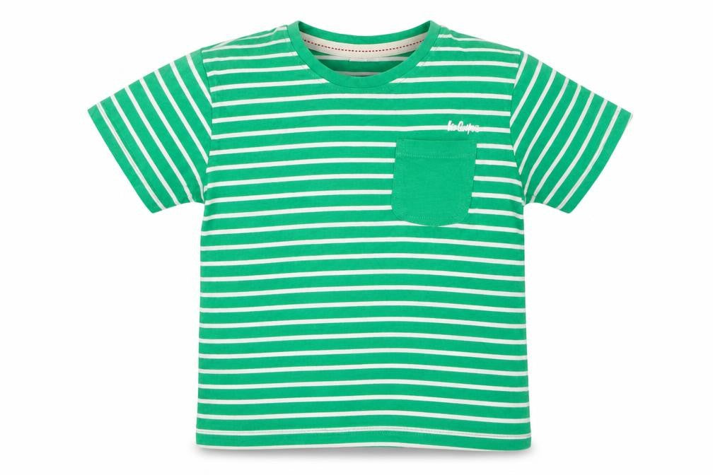Lee Cooper Girls Green White Striped T-Shirt Age 11-12 Years 100% Cotton