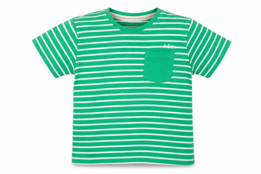 Lee Cooper Girls Green White Striped T-Shirt Age 11-12 Years 100% Cotton