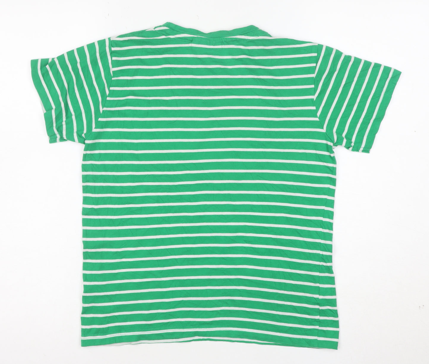 Lee Cooper Girls Green White Striped T-Shirt Age 11-12 Years 100% Cotton