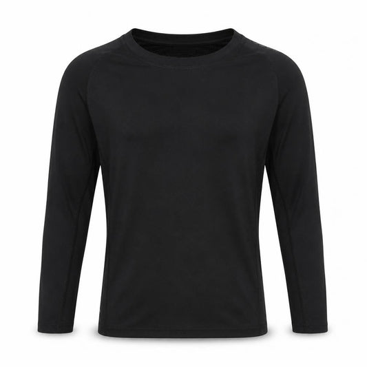 Front view of adidas boys’ black 11-12 years techfit long sleeve training top