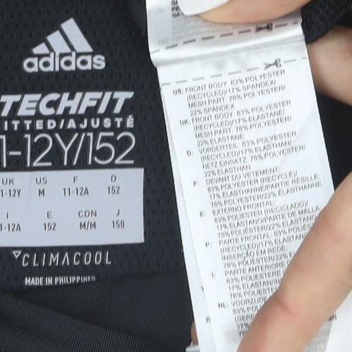 adidas Boys Black 11-12 Years Techfit Long Sleeve Training Top