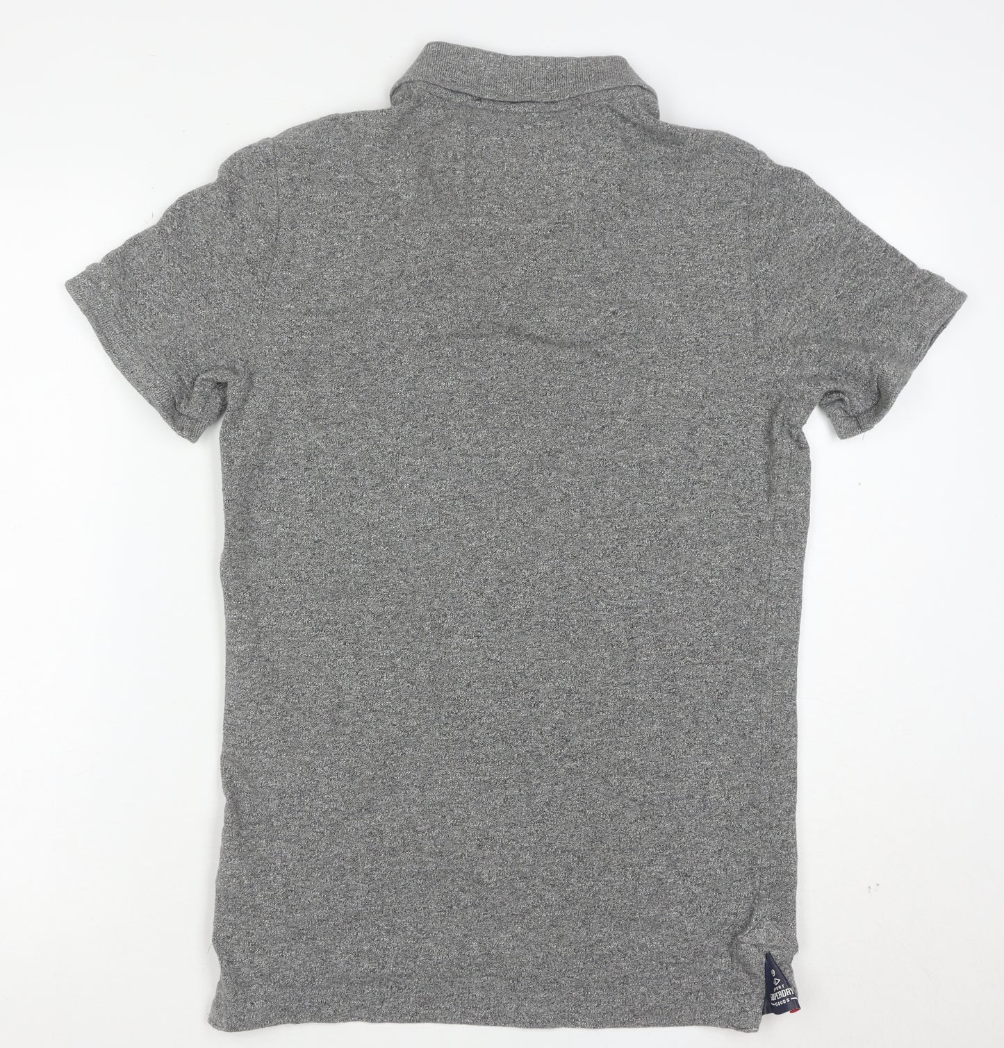 Superdry Men's Grey Cotton Short Sleeve Polo Shirt Medium