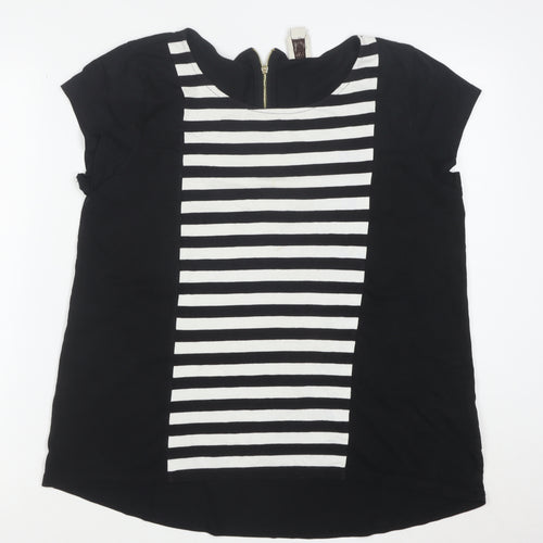 Anne Klein Women’s Black Striped Zip Back Tunic Blouse Size L
