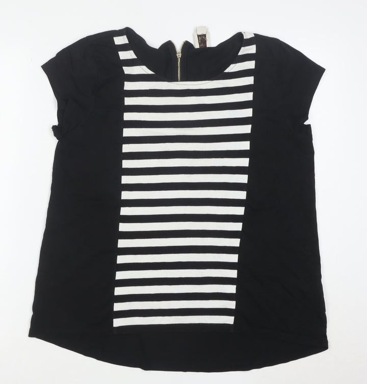 Anne Klein Women’s Black Striped Zip Back Tunic Blouse Size L
