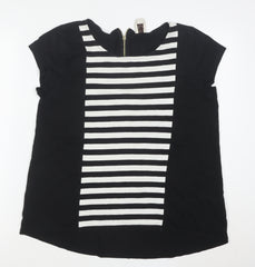 Anne Klein Women’s Black Striped Zip Back Tunic Blouse Size L
