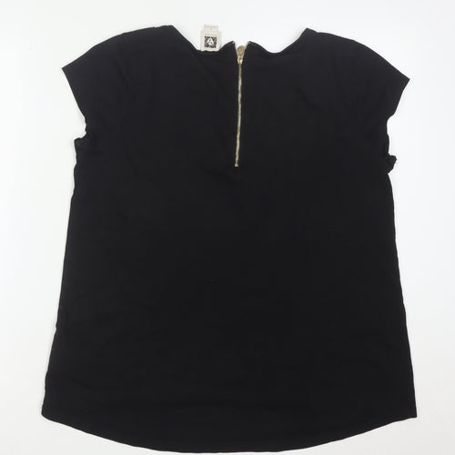 Anne Klein Women’s Black Striped Zip Back Tunic Blouse Size L