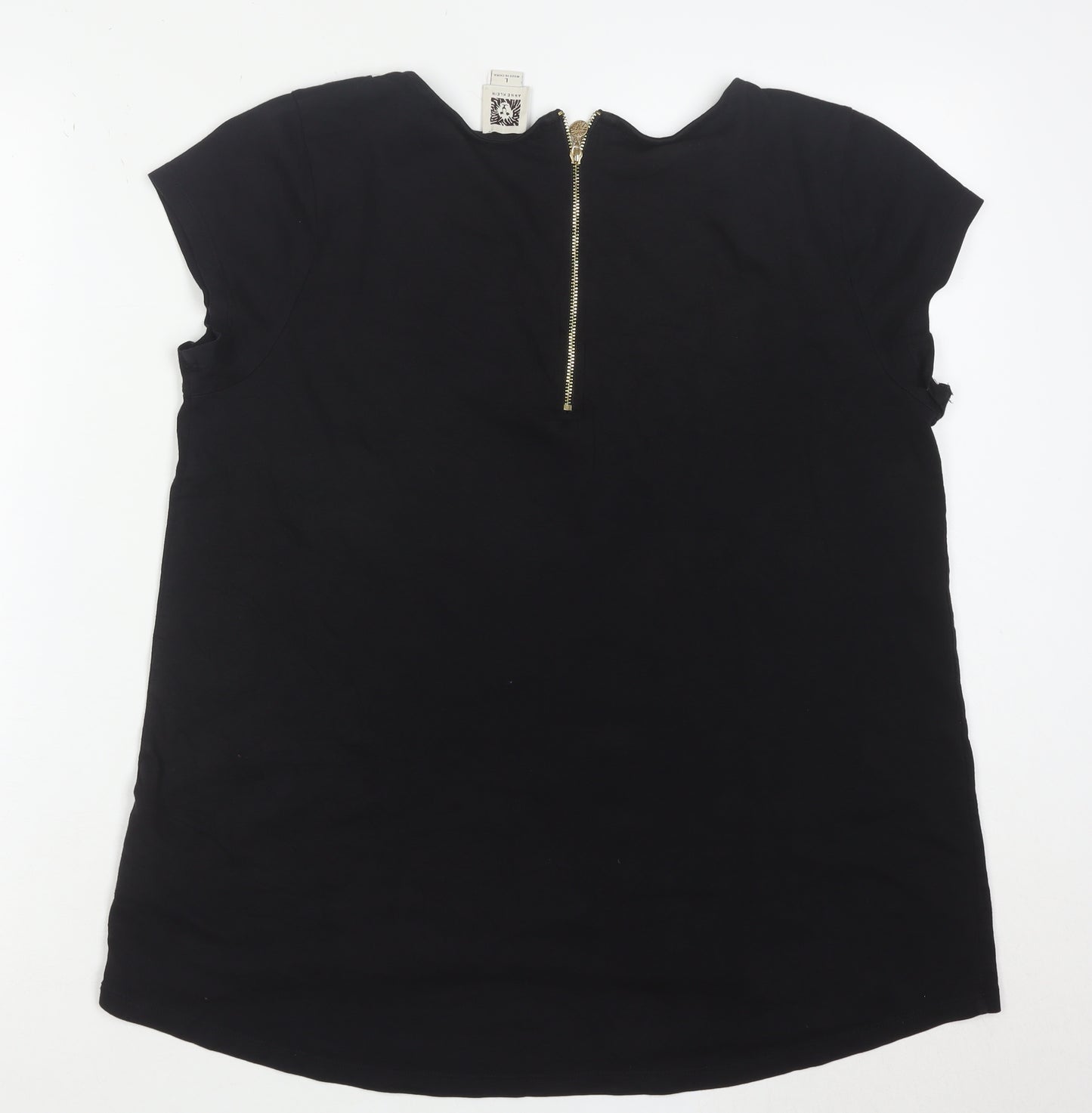 Anne Klein Women’s Black Striped Zip Back Tunic Blouse Size L