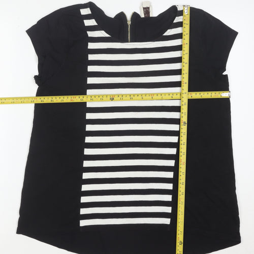 Anne Klein Women’s Black Striped Zip Back Tunic Blouse Size L