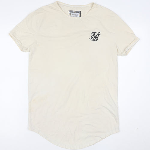 SikSilk Men's Beige Slim Fit Crew Neck Short Sleeve T-Shirt Size M