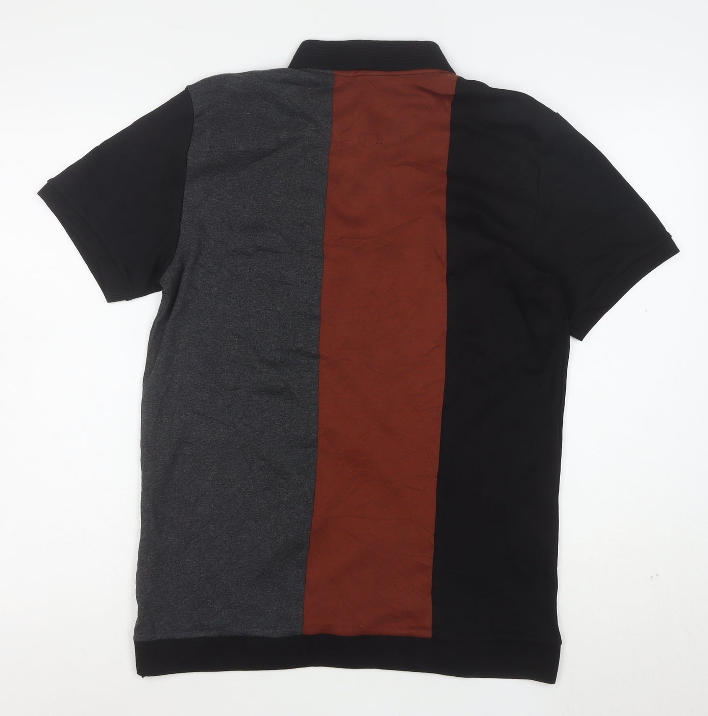 Next Men's Multicoloured Cotton Colourblock Short Sleeve Polo M