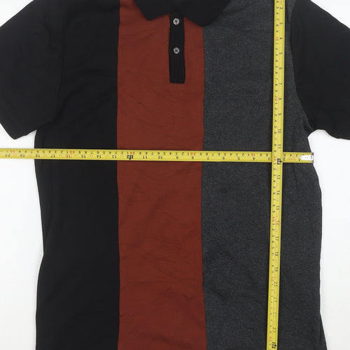 Next Men's Multicoloured Cotton Colourblock Short Sleeve Polo M