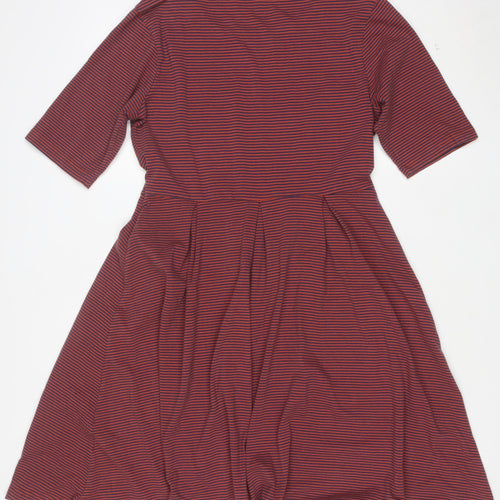 Seasalt Women Red Striped Fit & Flare Knee Dress Size 12