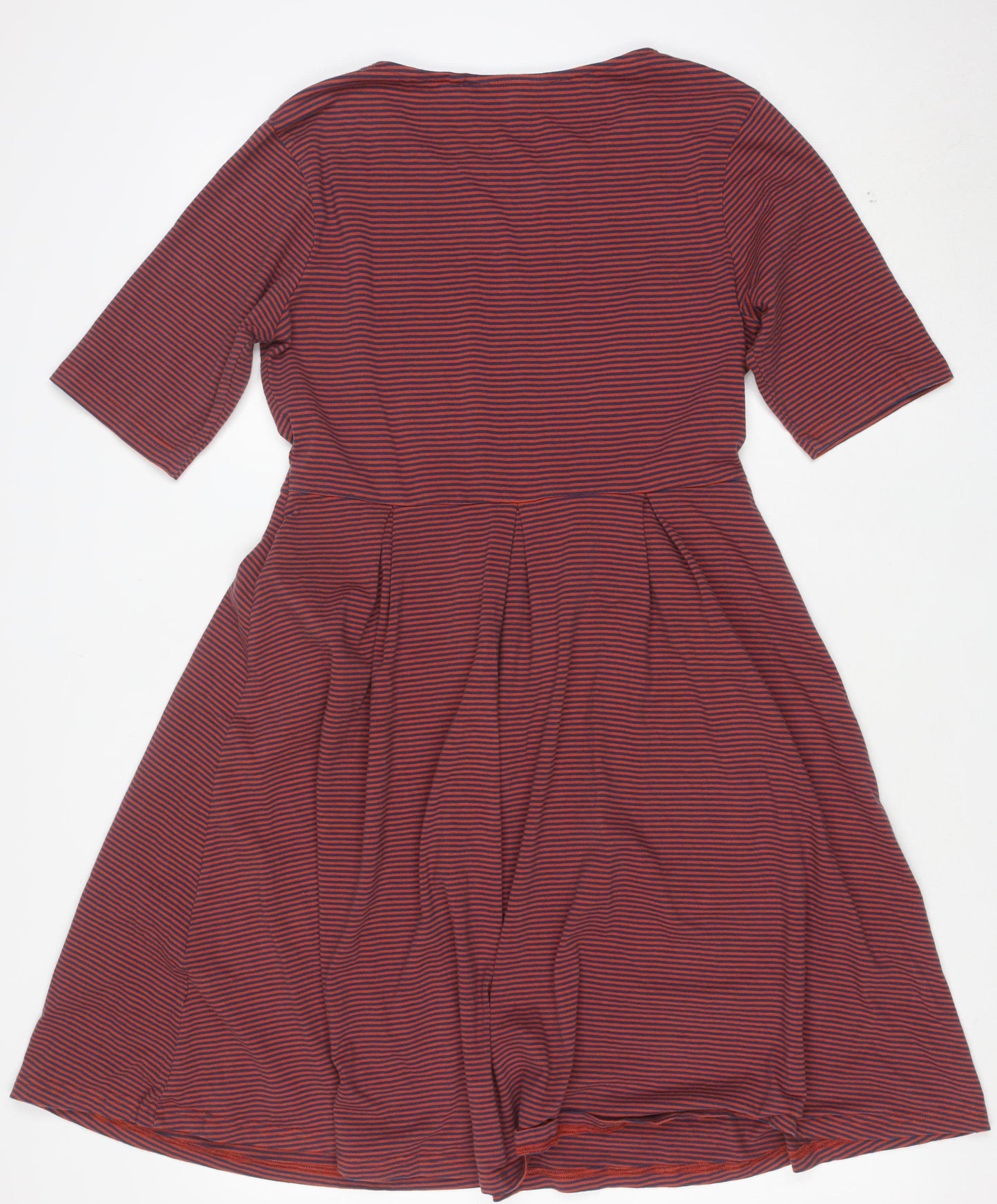 Seasalt Women Red Striped Fit & Flare Knee Dress Size 12