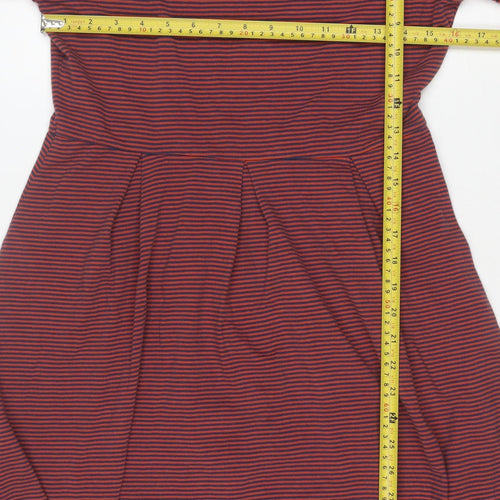 Seasalt Women Red Striped Fit & Flare Knee Dress Size 12