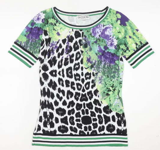 Passioni Women Multicoloured S Animal & Floral Print Short Sleeve Top