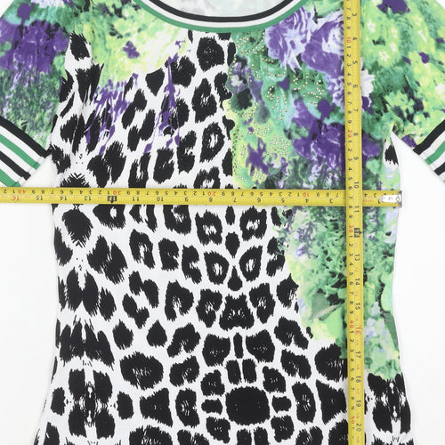 Passioni Women Multicoloured S Animal & Floral Print Short Sleeve Top