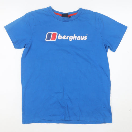 Berghaus Boys Blue 13 Years Logo Cotton Short Sleeve T-Shirt