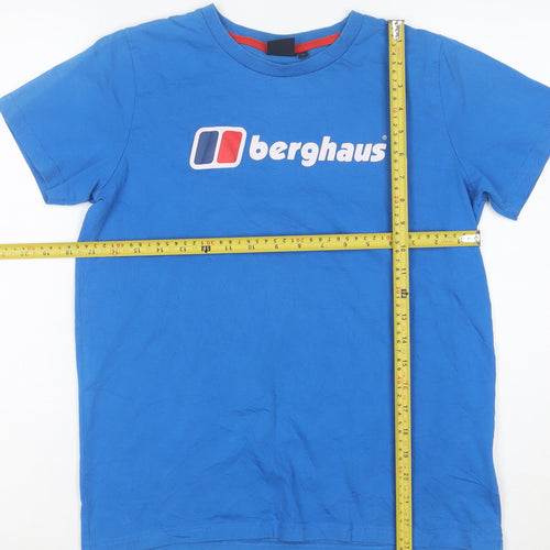 Berghaus Boys Blue 13 Years Logo Cotton Short Sleeve T-Shirt
