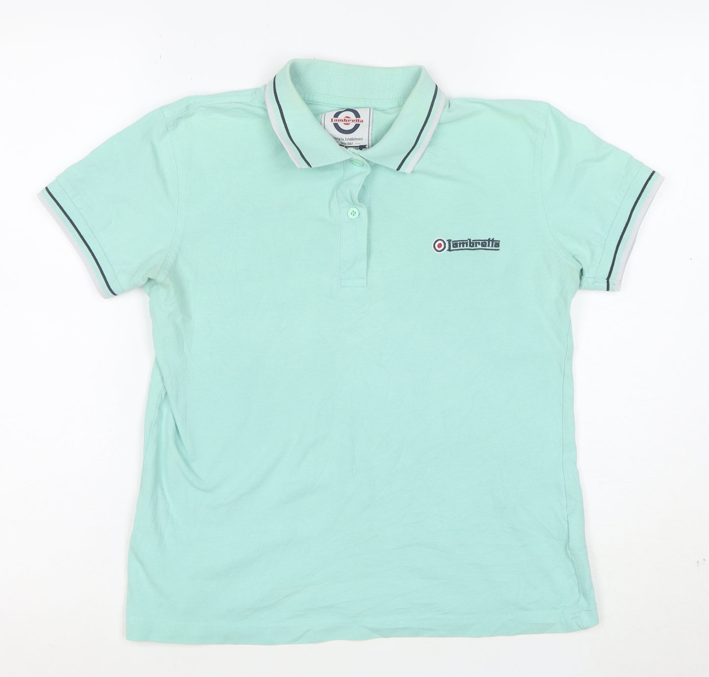 Lambretta Boys Green 14 Years Polo Shirt Cotton Short Sleeve Casual Top