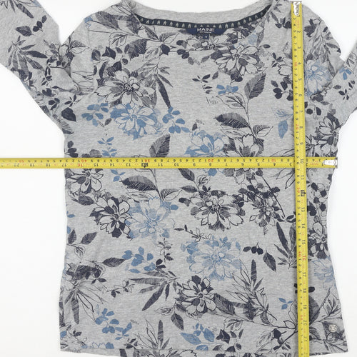 Maine New England Womens Grey Floral 3/4 Sleeve Jersey Top Size 14