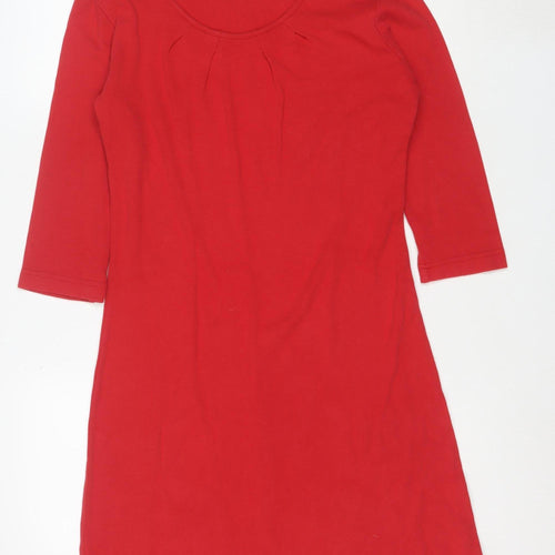 Adini Women Red Cotton Knee Length Shift Dress Size S