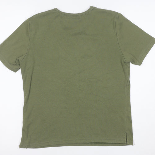 Joella Di Marco Women's Green Beaded V-Neck Short Sleeve T-Shirt size M