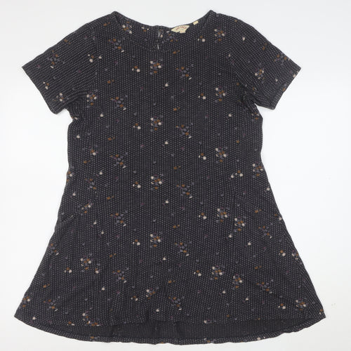 Fat Face Womens Blue Floral Short Sleeve A-Line Dress Size 10