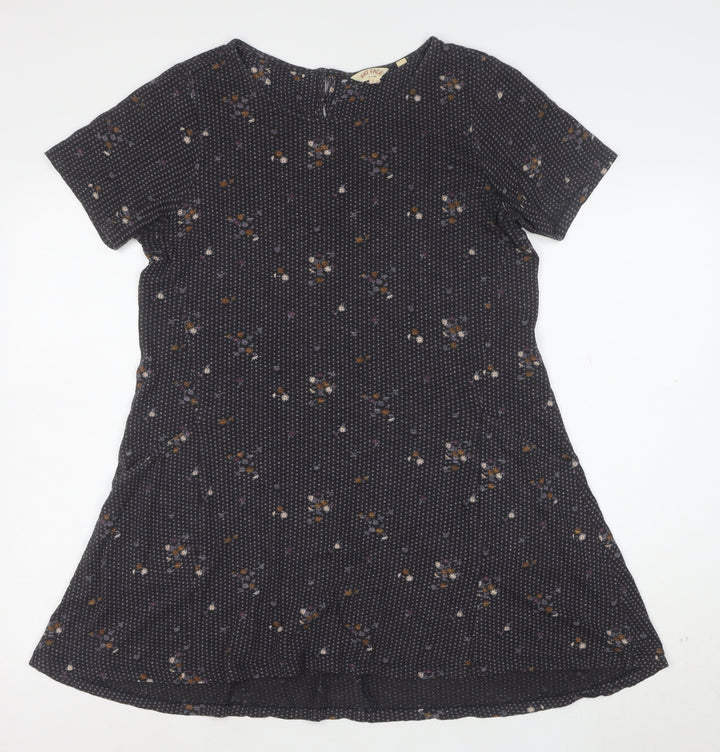 Fat Face Womens Blue Floral Short Sleeve A-Line Dress Size 10
