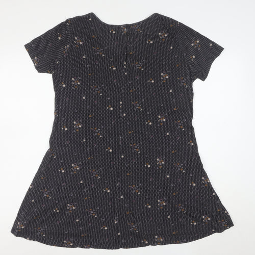 Fat Face Womens Blue Floral Short Sleeve A-Line Dress Size 10