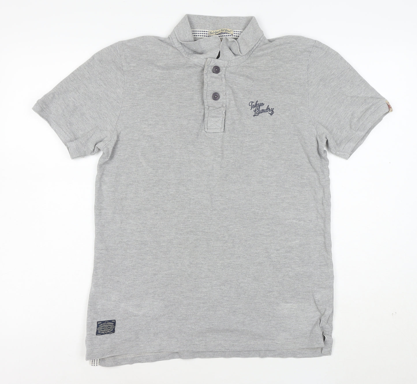 Tokyo Laundry Men's Grey Regular Fit Short Sleeve Polo Shirt L