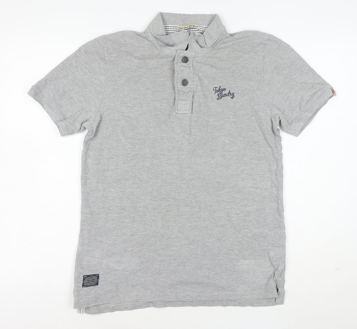 Tokyo Laundry Men's Grey Regular Fit Short Sleeve Polo Shirt L