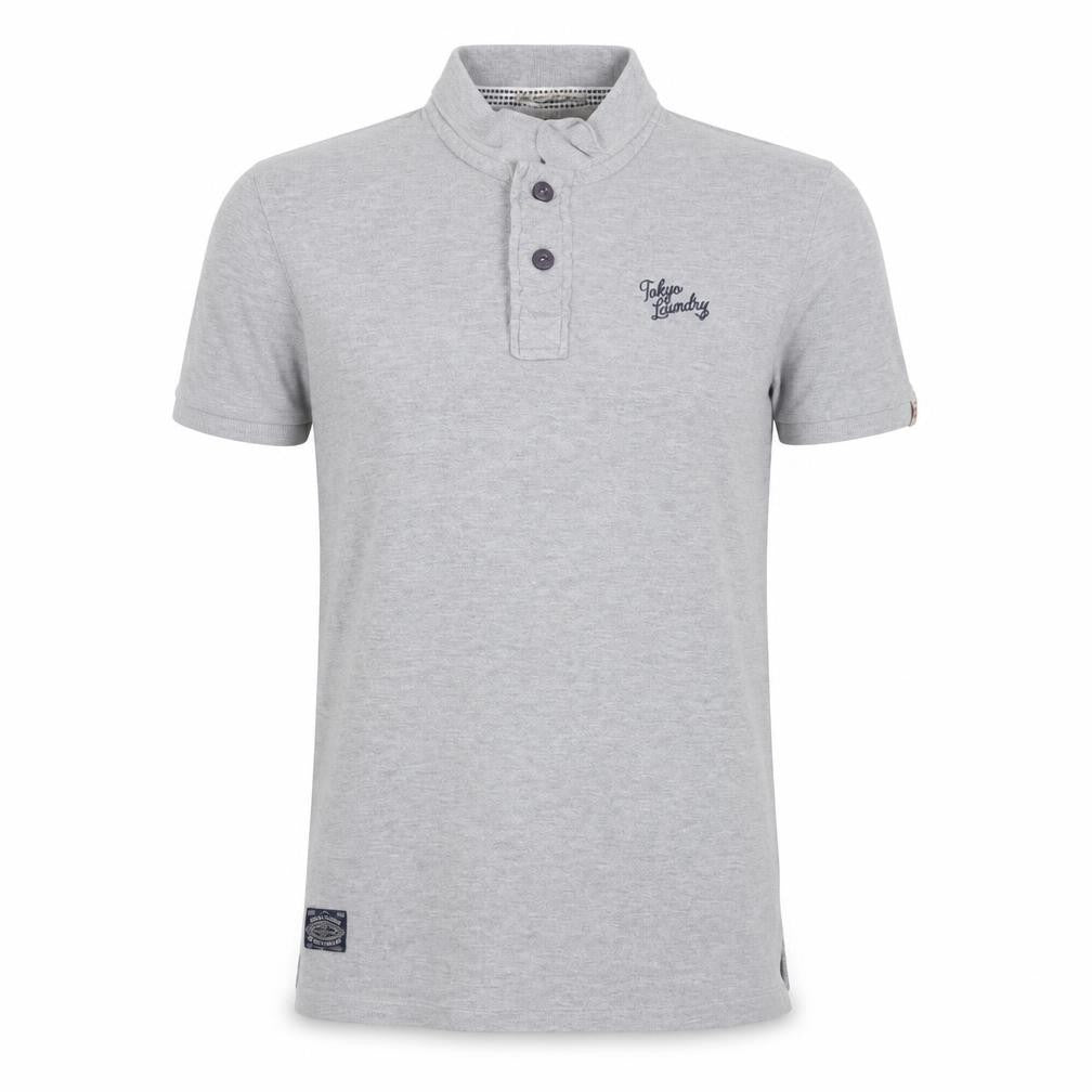 Tokyo Laundry Men's Grey Regular Fit Short Sleeve Polo Shirt L