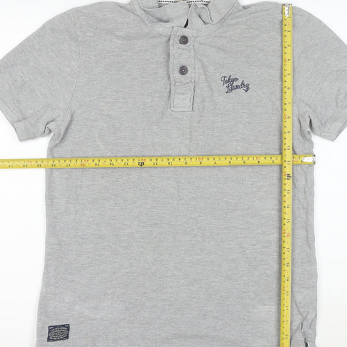 Tokyo Laundry Men's Grey Regular Fit Short Sleeve Polo Shirt L