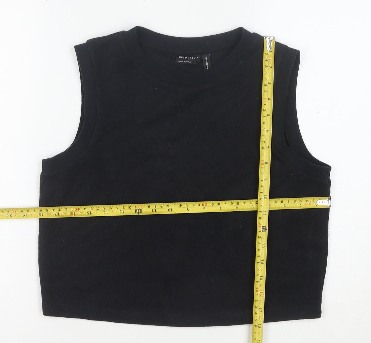 ASOS DESIGN Women's Black Cropped Sleeveless Tank Top Size 10