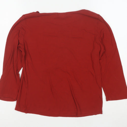 Banana Republic Women’s Red Long Sleeve Keyhole Stretch Top L