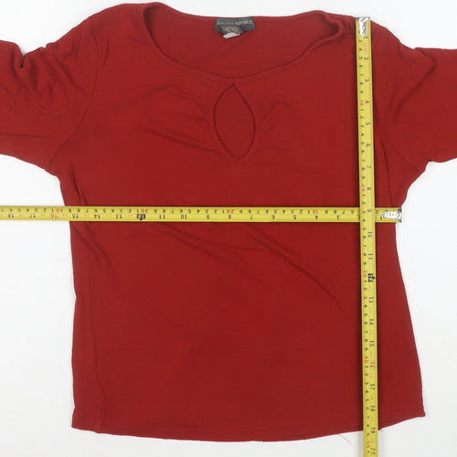 Banana Republic Women’s Red Long Sleeve Keyhole Stretch Top L