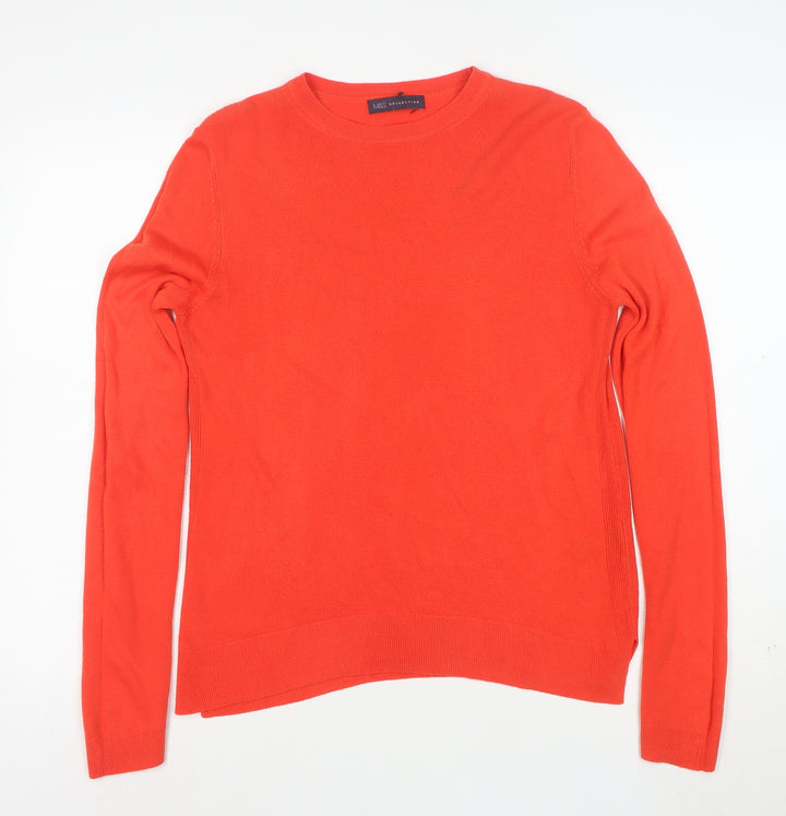 Marks and Spencer Women's Red Crew Neck Acrylic Jumper Size 12