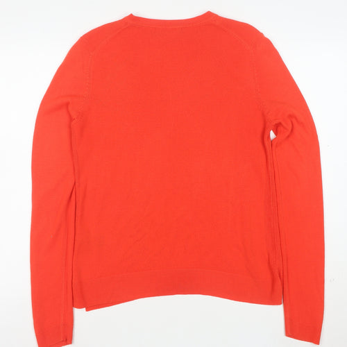 Marks and Spencer Women's Red Crew Neck Acrylic Jumper Size 12