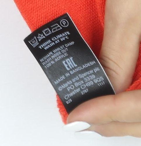 Marks and Spencer Women's Red Crew Neck Acrylic Jumper Size 12