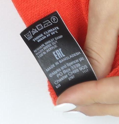 Marks and Spencer Women's Red Crew Neck Acrylic Jumper Size 12