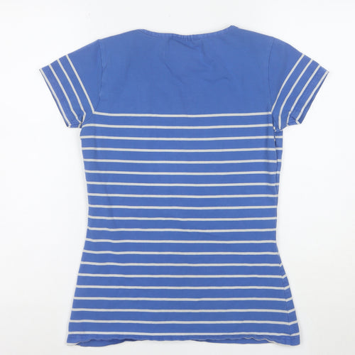 JoJo Maman Bébé Women's Blue Striped Cotton T-Shirt Size S