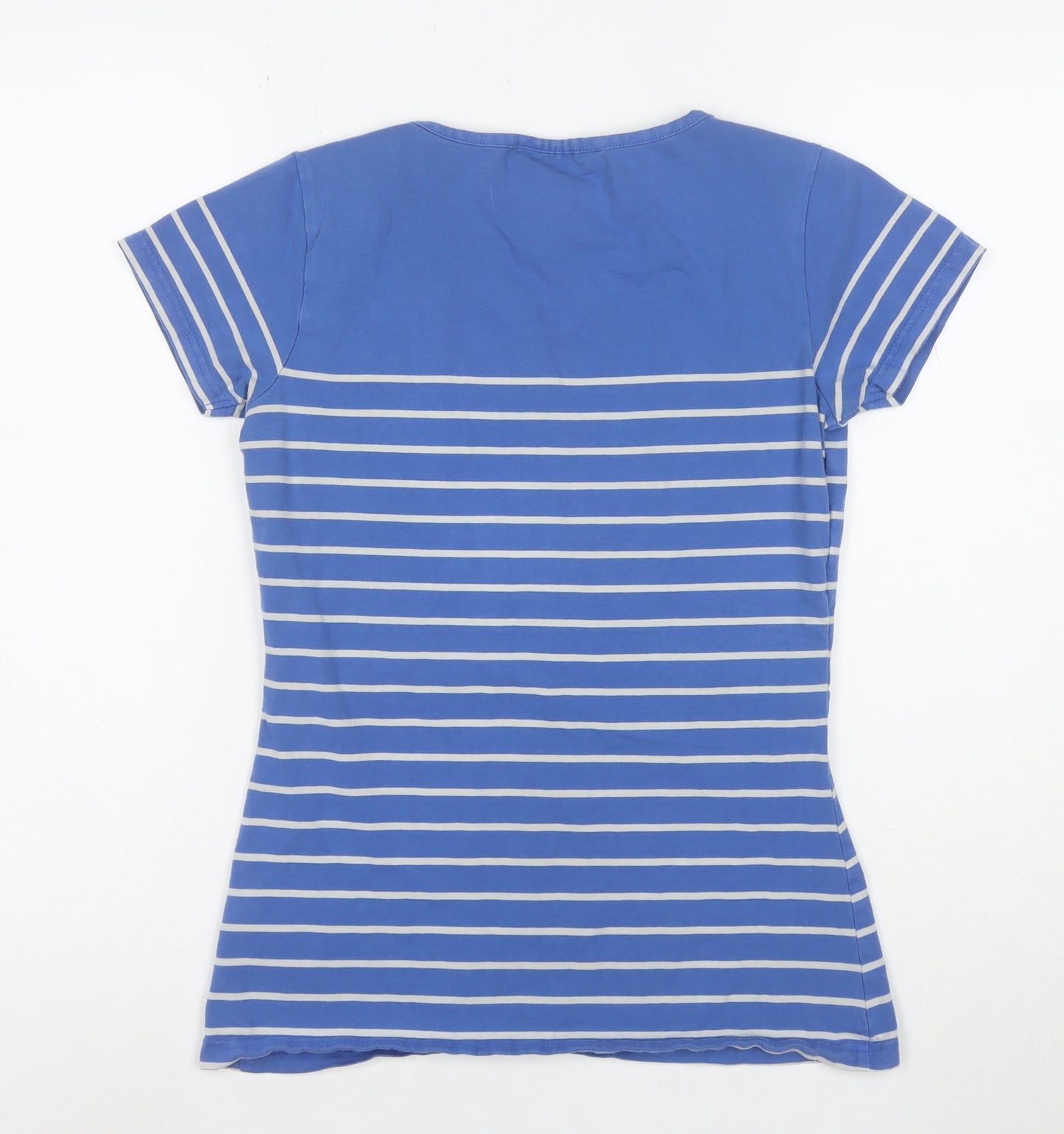JoJo Maman Bébé Women's Blue Striped Cotton T-Shirt Size S