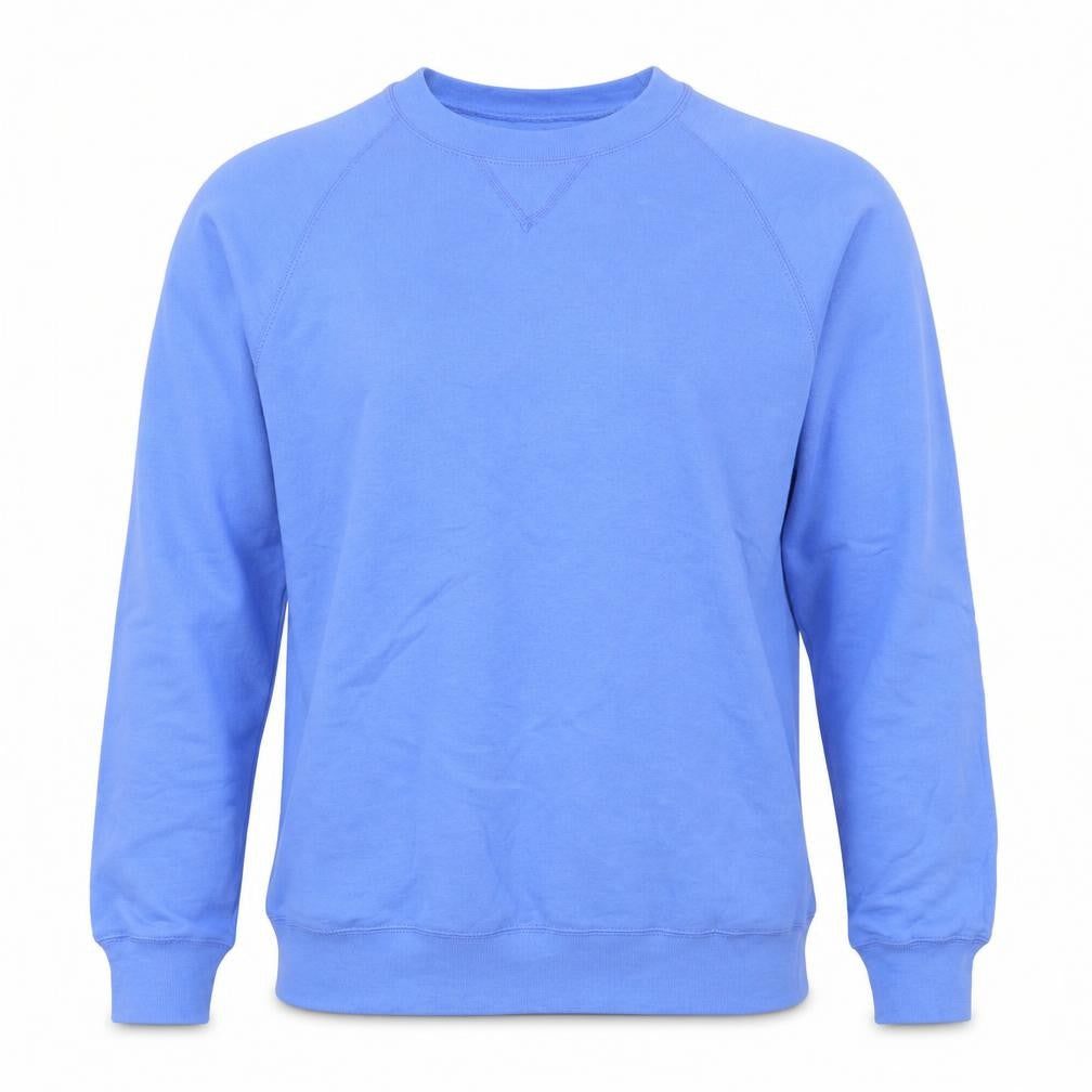 Front view of Hanes Men's Blue Pullover Crew Neck Sweatshirt, size S