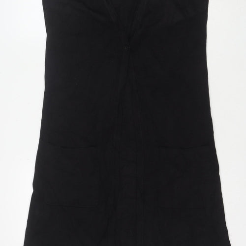Yest Womens Black V-Neck Sleeveless Long Cardigan Size 8